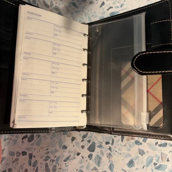 Burberry Beige Plaid Leather-Trim Snap Organizer - Picture 4 of 6